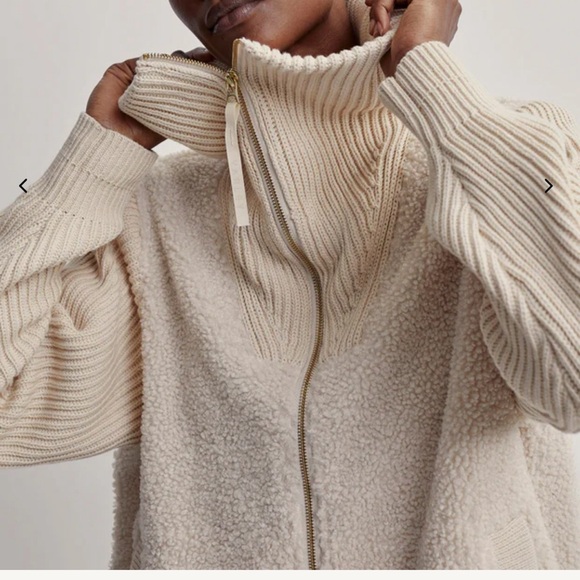 Varley Beige Sherpa Zip-Up Jacket - Picture 6 of 9